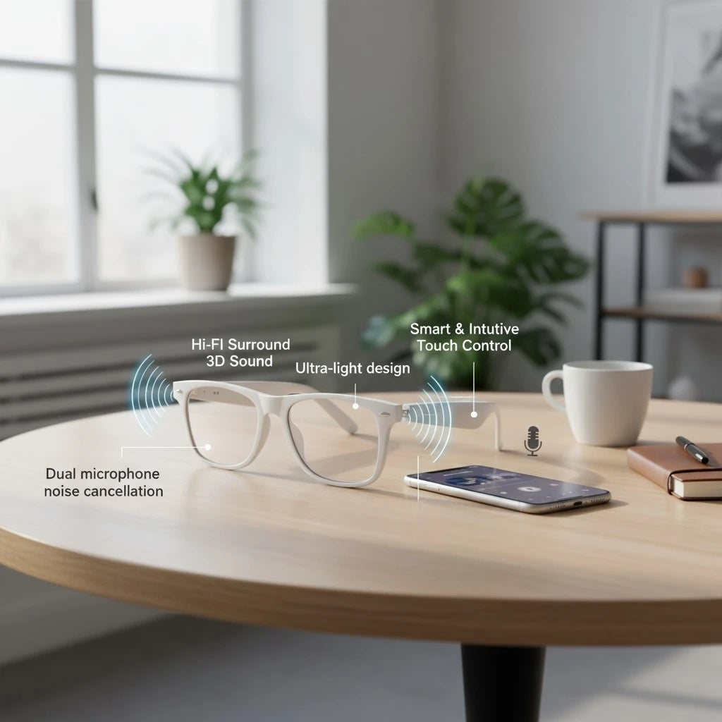 Smart Glasses Audio Bluetooth Wireless Microphone for Music and Calls